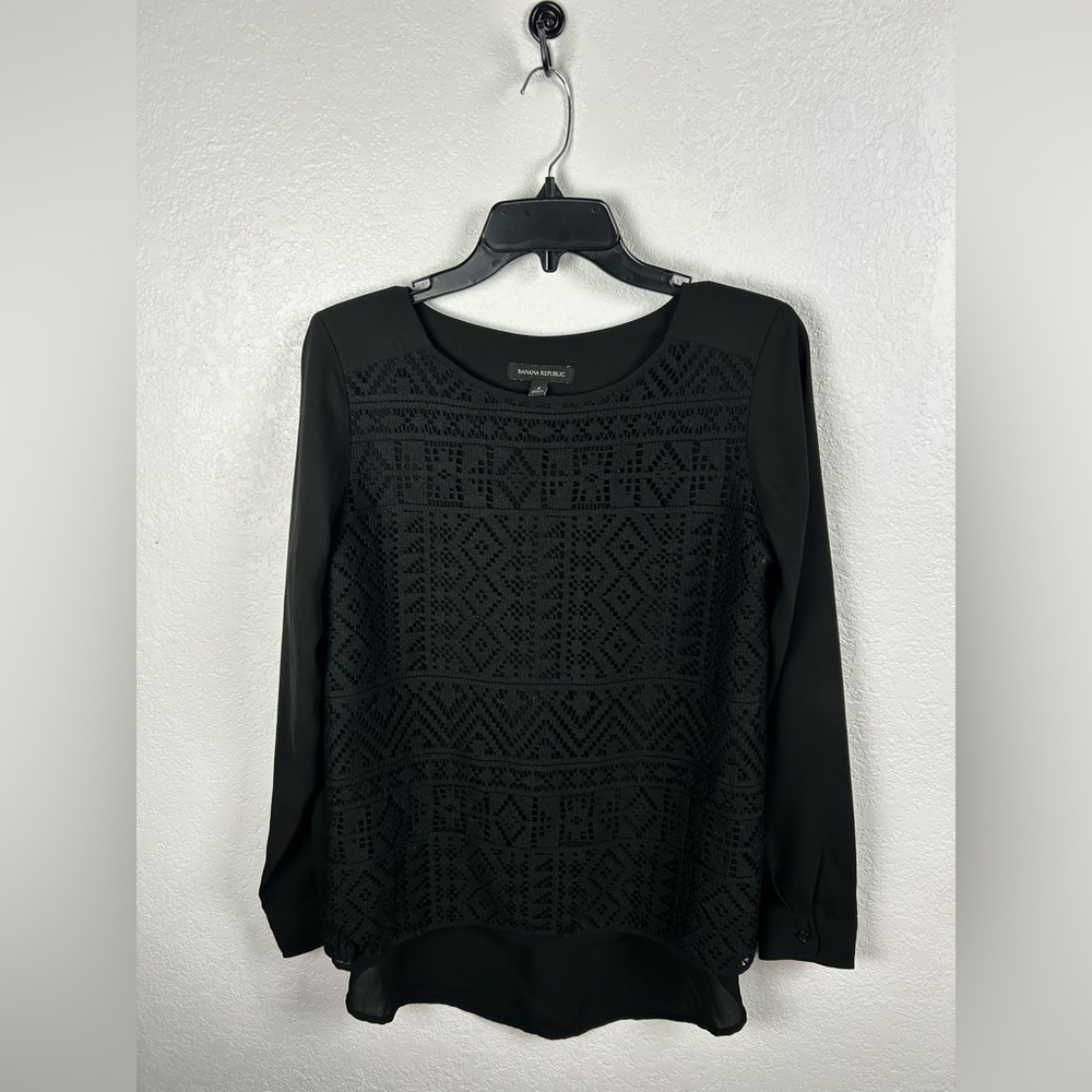 Banana Republic Women’s Catherine Malandrino Black Textured Blouse Sz S Chic